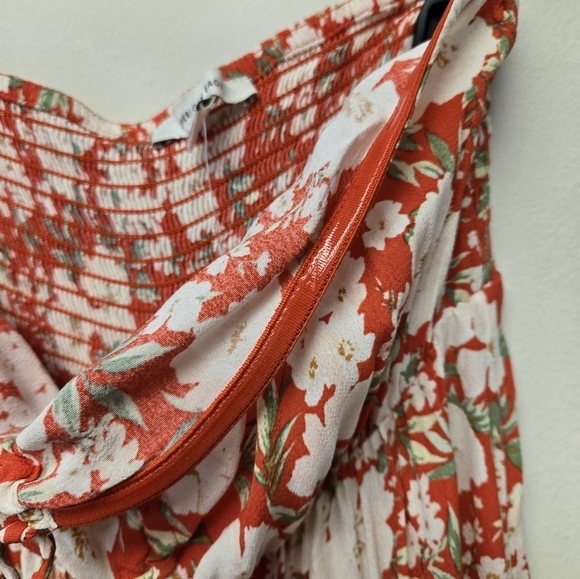 American Eagle Halter Wide leg Floral Jumpsuit Red M - Picture 7 of 12